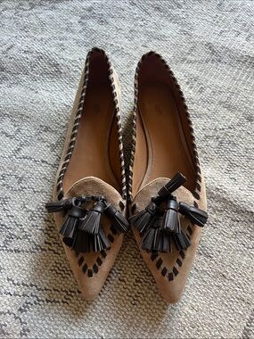 Polo by Ralph Lauren Tan Suede Pointed Tassel Flats